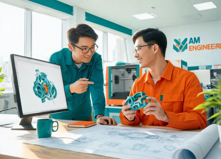 Ultimaker engineers discussing CAD